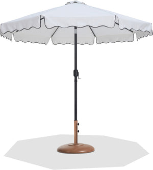 Meridian Furniture Amalfi Resort Style Outdoor Patio Umbrella with Teak Base and Uv Resistant Canopy 55019White-BT