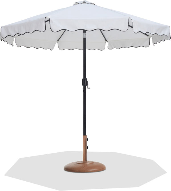 Meridian Furniture Amalfi Resort Style Outdoor Patio Umbrella with Teak Base and Uv Resistant Canopy 55019White-BT
