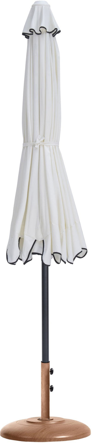 Meridian Furniture Amalfi Resort Style Outdoor Patio Umbrella with Teak Base and Uv Resistant Canopy 55019White-BT