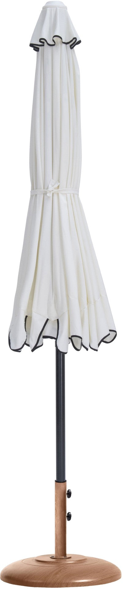 Meridian Furniture Amalfi Resort Style Outdoor Patio Umbrella with Teak Base and Uv Resistant Canopy 55019White-BT