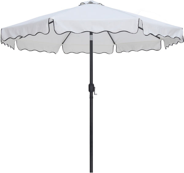 Meridian Furniture Amalfi Resort Style Outdoor Patio Umbrella with Teak Base and Uv Resistant Canopy 55019White-BT