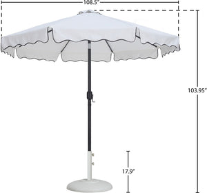 Meridian Furniture Amalfi Resort Style Outdoor Patio Umbrella with Aluminum Pole and Base Included 55019White-BW