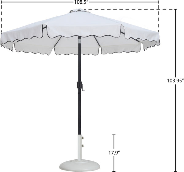 Meridian Furniture Amalfi Resort Style Outdoor Patio Umbrella with Aluminum Pole and Base Included 55019White-BW