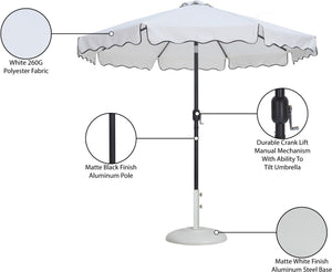 Meridian Furniture Amalfi Resort Style Outdoor Patio Umbrella with Aluminum Pole and Base Included 55019White-BW