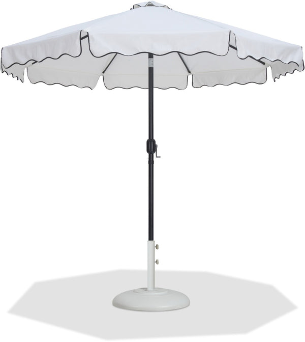 Meridian Furniture Amalfi Resort Style Outdoor Patio Umbrella with Aluminum Pole and Base Included 55019White-BW