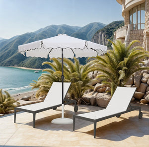 Meridian Furniture Amalfi Resort Style Outdoor Patio Umbrella with Aluminum Pole and Base Included 55019White-BW