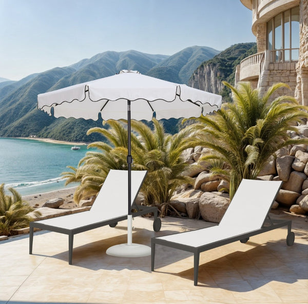 Meridian Furniture Amalfi Resort Style Outdoor Patio Umbrella with Aluminum Pole and Base Included 55019White-BW