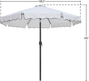 Meridian Furniture Amalfi Resort Style Outdoor Patio Umbrella Uv Resistant Polyester Canopy with Aluminum Pole White Style 3 55019White-U
