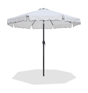 Meridian Furniture Amalfi Resort Style Outdoor Patio Umbrella Uv Resistant Polyester Canopy with Aluminum Pole White Style 3 55019White-U