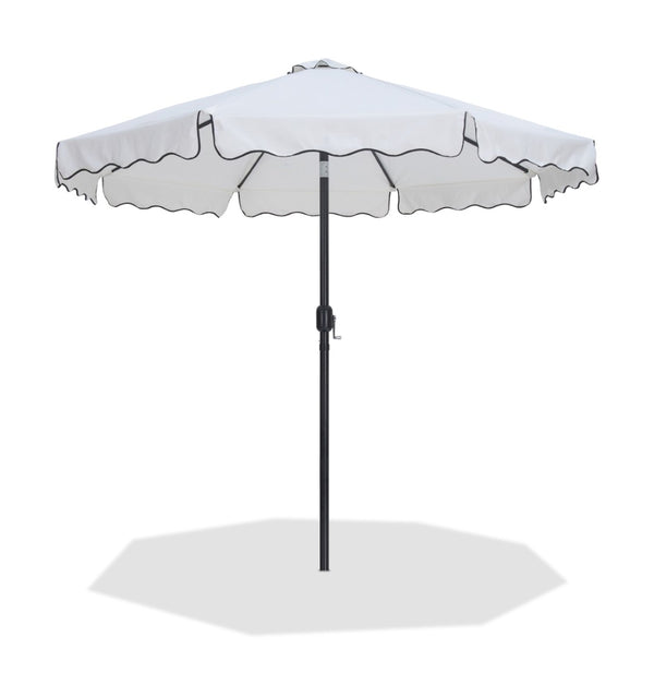 Meridian Furniture Amalfi Resort Style Outdoor Patio Umbrella Uv Resistant Polyester Canopy with Aluminum Pole White Style 3 55019White-U