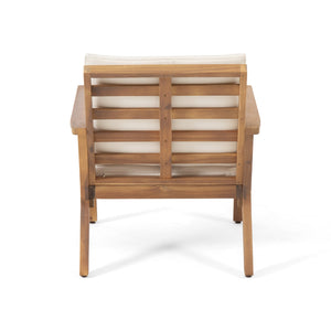 English Elm Christopher Knight Home® - Outdoor Acacia Wood Club Chairs Set of 2 with Water-Resistant Beige Cushions, Open Slat Design, Durable 66464.00CRM