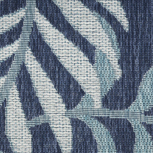 HomeRoots 6' X 9' Navy Blue And Ivory Palm Leaf Rug - Versatile Indoor/Outdoor Design, Easy Clean, Tropical Style 550200