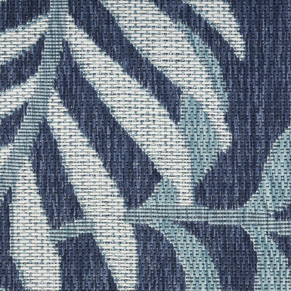 HomeRoots 6' X 9' Navy Blue And Ivory Palm Leaf Rug - Versatile Indoor/Outdoor Design, Easy Clean, Tropical Style 550200
