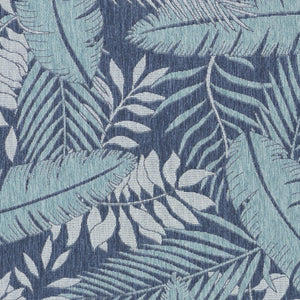 HomeRoots 6' Navy Blue and Ivory Palm Leaf Rug - Versatile Indoor/Outdoor Area Rug for Coastal Charm and Durability 550201