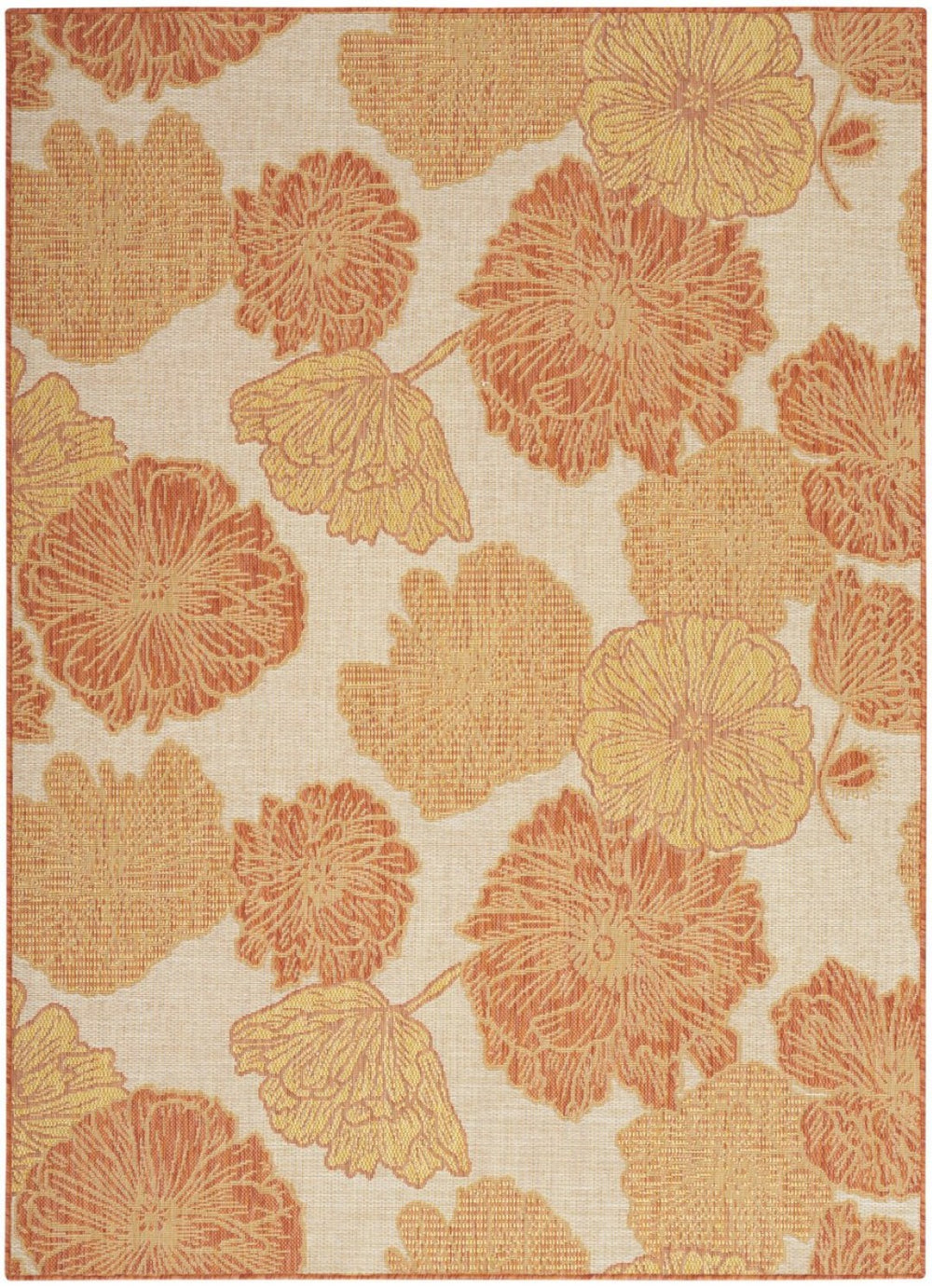 HomeRoots 6' Vibrant Orange and Ivory Floral Area Rug – Indoor/Outdoor Durable Design for Any Space 550202