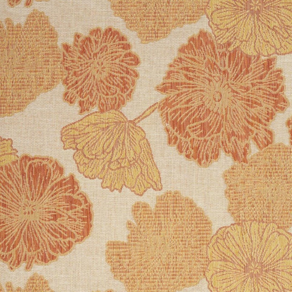 HomeRoots 6' Vibrant Orange and Ivory Floral Area Rug – Indoor/Outdoor Durable Design for Any Space 550202