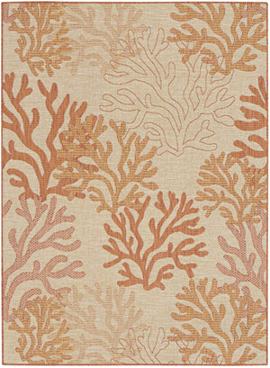 HomeRoots 6' X 9' Orange Nautical Area Rug - Stylish Indoor/Outdoor Coastal Charm for Patios & Living Rooms 550203