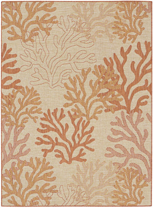 HomeRoots 6' X 9' Orange Nautical Area Rug - Stylish Indoor/Outdoor Coastal Charm for Patios & Living Rooms 550203