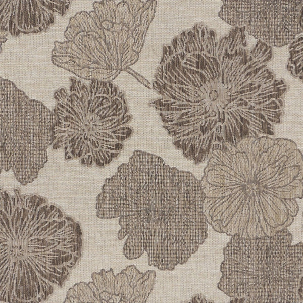 HomeRoots 6' Floral Indoor/Outdoor Area Rug - Stylish Taupe & Ivory Design, Durable Polypropylene, Easy Care 550206