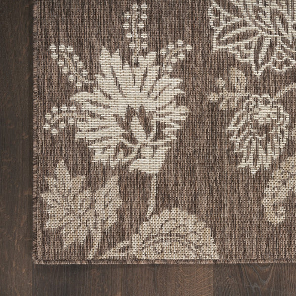 HomeRoots 8' X 10' Brown and Ivory Floral Area Rug - Durable, Stylish, Indoor/Outdoor Rug for All Spaces 550207