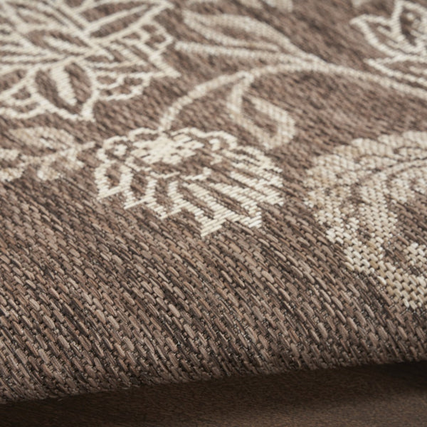 HomeRoots 8' X 10' Brown and Ivory Floral Area Rug - Durable, Stylish, Indoor/Outdoor Rug for All Spaces 550207