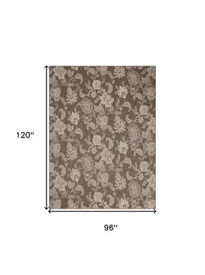 HomeRoots 8' X 10' Brown and Ivory Floral Area Rug - Durable, Stylish, Indoor/Outdoor Rug for All Spaces 550207