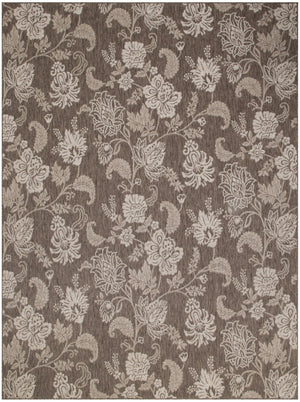 HomeRoots 8' X 10' Brown and Ivory Floral Area Rug - Durable, Stylish, Indoor/Outdoor Rug for All Spaces 550207