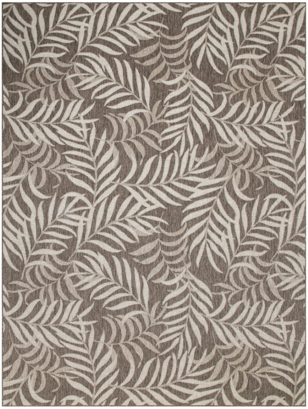 HomeRoots 8' X 10' Brown & Ivory Palm Leaf Area Rug - Durable Indoor/Outdoor Comfort for Stylish Spaces 550208