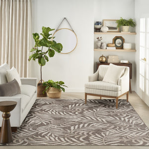 HomeRoots 8' X 10' Brown & Ivory Palm Leaf Area Rug - Durable Indoor/Outdoor Comfort for Stylish Spaces 550208