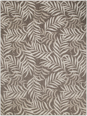 HomeRoots 8' X 10' Brown & Ivory Palm Leaf Area Rug - Durable Indoor/Outdoor Comfort for Stylish Spaces 550208