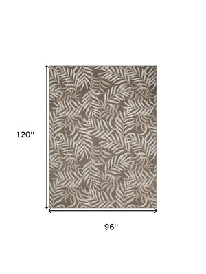 HomeRoots 8' X 10' Brown & Ivory Palm Leaf Area Rug - Durable Indoor/Outdoor Comfort for Stylish Spaces 550208