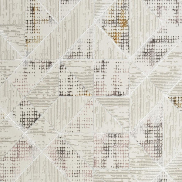 HomeRoots 5' Modern Beige Ivory and Gray Geometric Area Rug with Non-Skid Backing for Everyday Durability 5' X 7' 550209