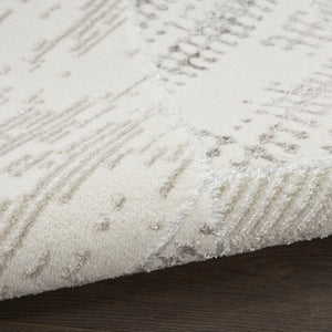 HomeRoots 5' Modern Beige Ivory and Gray Geometric Area Rug with Non-Skid Backing for Everyday Durability 5' X 7' 550209