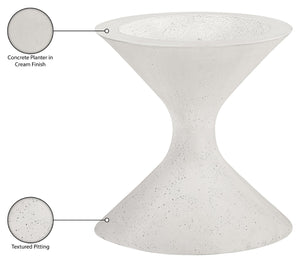 Meridian Furniture Vessa Hourglass Concrete Planter Sculptural Art Deco Design for Indoor Outdoor Garden Accent Cream 18 inches 55020Cream-P18