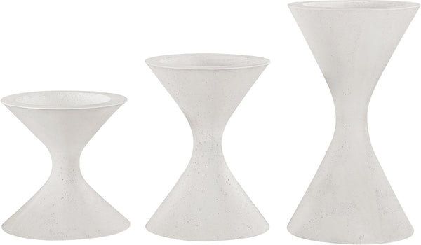 Meridian Furniture Vessa Hourglass Concrete Planter Sculptural Art Deco Design for Indoor Outdoor Garden Accent Cream 18 inches 55020Cream-P18