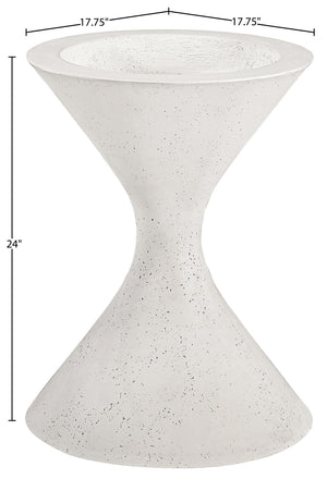 Meridian Furniture Vessa Hourglass Concrete Planter Sculptural Art Deco Design for Indoor Outdoor Garden Accent Cream 24 inches 55020Cream-P24