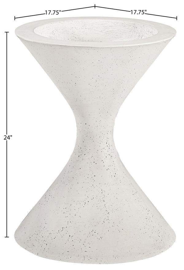 Meridian Furniture Vessa Hourglass Concrete Planter Sculptural Art Deco Design for Indoor Outdoor Garden Accent Cream 24 inches 55020Cream-P24