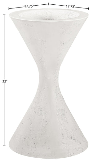 Meridian Furniture Vessa Hourglass Concrete Planter Sculptural Art Deco Design for Indoor Outdoor Garden Accent Cream 32 inches 55020Cream-P32