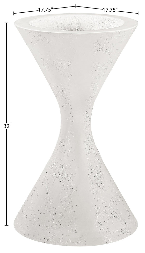 Meridian Furniture Vessa Hourglass Concrete Planter Sculptural Art Deco Design for Indoor Outdoor Garden Accent Cream 32 inches 55020Cream-P32