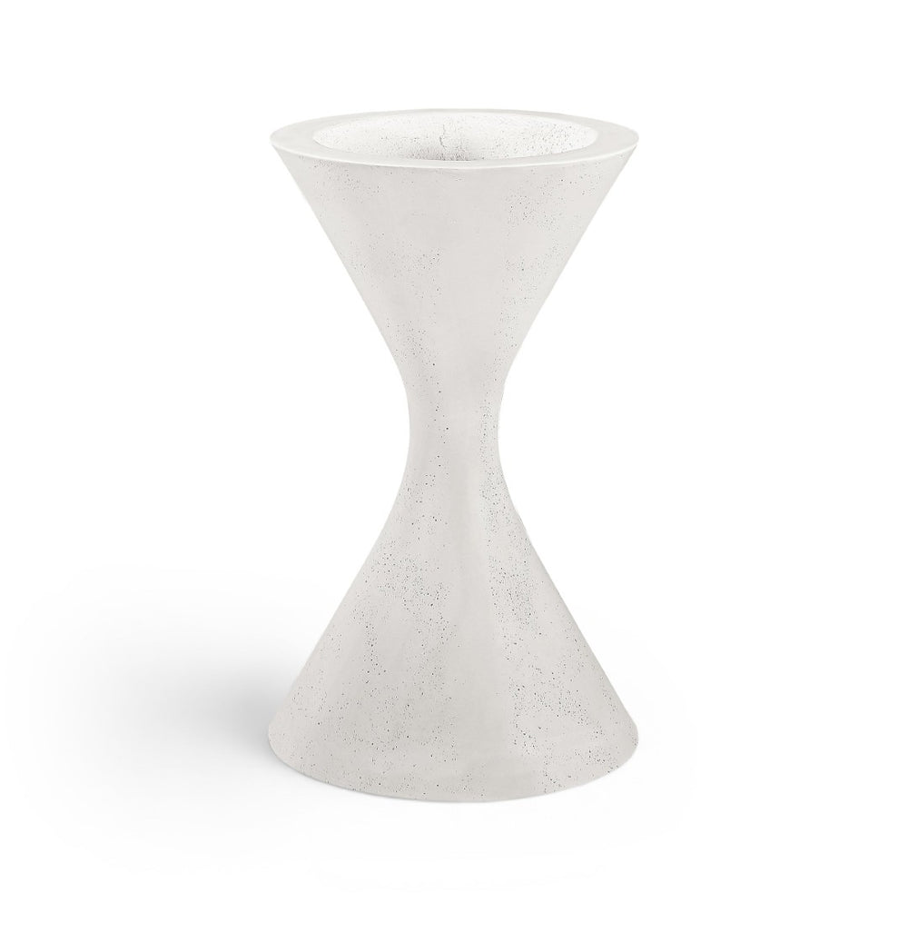 Meridian Furniture Vessa Hourglass Concrete Planter Sculptural Art Deco Design for Indoor Outdoor Garden Accent Cream 32 inches 55020Cream-P32