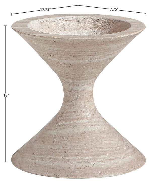 Meridian Furniture Vessa Hourglass Concrete Planter Sculptural Art Deco Design for Indoor Outdoor Garden Accent Travertine 18 inches 55020Travertine-P18
