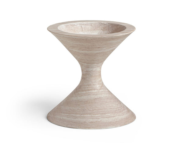 Meridian Furniture Vessa Hourglass Concrete Planter Sculptural Art Deco Design for Indoor Outdoor Garden Accent Travertine 18 inches 55020Travertine-P18