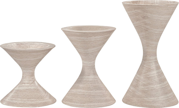 Meridian Furniture Vessa Hourglass Concrete Planter Sculptural Art Deco Design for Indoor Outdoor Garden Accent Travertine 18 inches 55020Travertine-P18