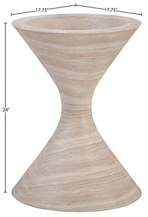 Meridian Furniture Vessa Hourglass Concrete Planter Sculptural Art Deco Design for Indoor Outdoor Garden Accent Travertine 24 inches 55020Travertine-P24