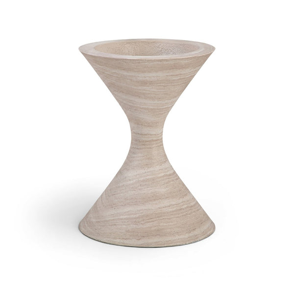 Meridian Furniture Vessa Hourglass Concrete Planter Sculptural Art Deco Design for Indoor Outdoor Garden Accent Travertine 24 inches 55020Travertine-P24