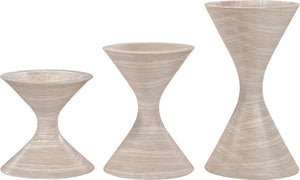 Meridian Furniture Vessa Hourglass Concrete Planter Sculptural Art Deco Design for Indoor Outdoor Garden Accent Travertine 24 inches 55020Travertine-P24