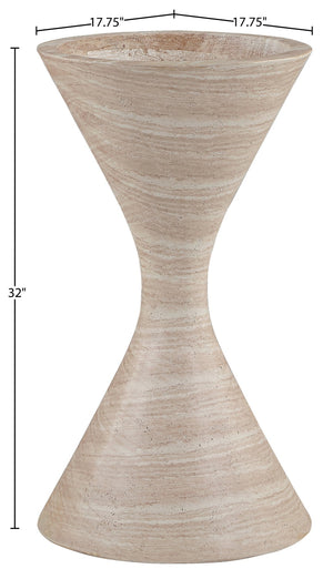 Meridian Furniture Vessa Hourglass Concrete Planter Sculptural Art Deco Design for Indoor Outdoor Garden Accent Travertine 32 inches 55020Travertine-P32