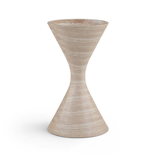 Meridian Furniture Vessa Hourglass Concrete Planter Sculptural Art Deco Design for Indoor Outdoor Garden Accent Travertine 32 inches 55020Travertine-P32