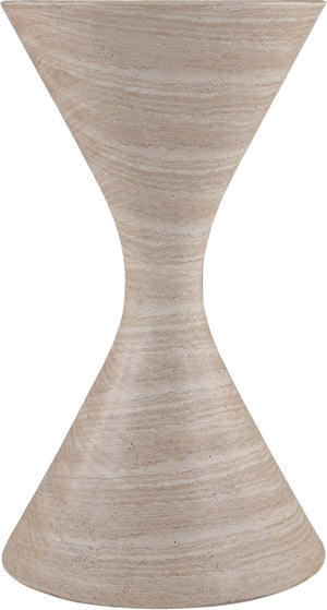 Meridian Furniture Vessa Hourglass Concrete Planter Sculptural Art Deco Design for Indoor Outdoor Garden Accent Travertine 32 inches 55020Travertine-P32