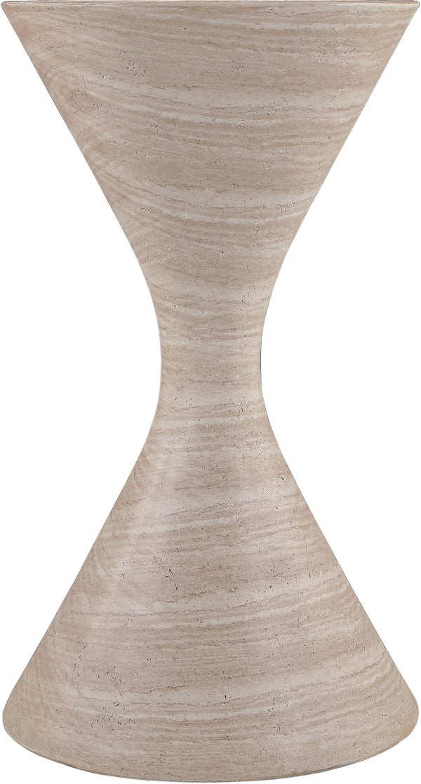 Meridian Furniture Vessa Hourglass Concrete Planter Sculptural Art Deco Design for Indoor Outdoor Garden Accent Travertine 32 inches 55020Travertine-P32